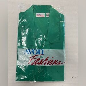 VINTAGE AVON FASHIONS NIB Green Satin Blouse Size 13/14
